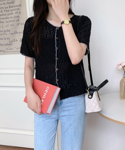 DIAVEL(ディアベル)の「【秋SALE特価中】レースニットトップス/かし半袖花柄ブラウス(シャツ/ブラウス・レディース・ホワイト/ブルー/ブラック/ホワイト系その他/アイボリー・M)」の18枚目の写真