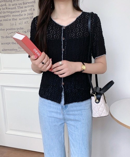 DIAVEL(ディアベル)の「【秋SALE特価中】レースニットトップス/かし半袖花柄ブラウス(シャツ/ブラウス・レディース・ホワイト/ブルー/ブラック/ホワイト系その他/アイボリー・M)」の17枚目の写真