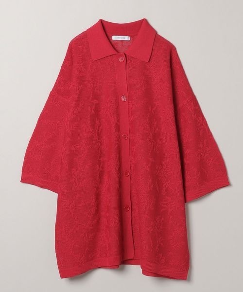 JEANASIS（ジーナシス）の「シアーレースジャガードシャツカーディガン/906113（カーディガン/ボレロ・レディース・ブラック/レッド/ホワイト・FREE）」の3枚目の写真