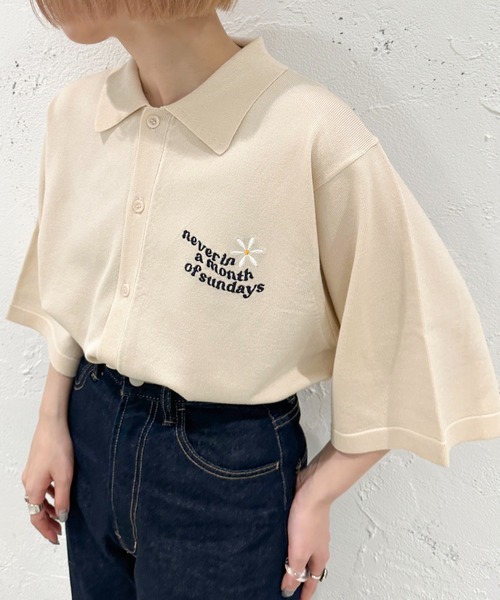 apres jour mignon(アプレジュールミニョン)の「サマーポロニットシャツ【ZOZOTOWN限定アイテム】(ニット/セーター・レディース・アイボリー/グリーン/ネイビー・フリー/X-LARGE)」の2枚目の写真