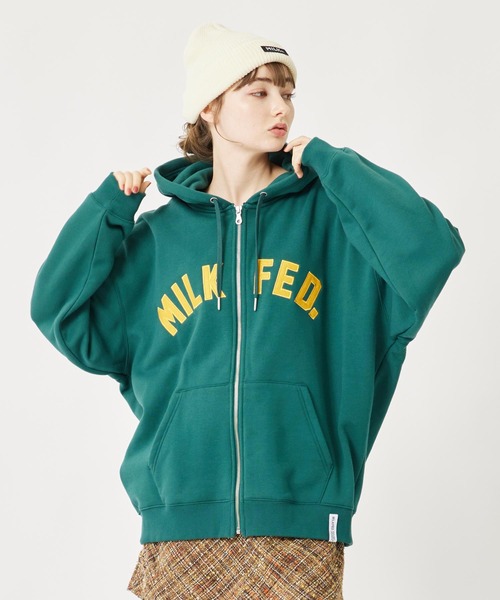 MILKFED.（ミルクフェド）の「ARCH LOGO ZIP UP HOODIE（パーカー・レディース・ピンク/オフホワイト/グリーン/マルチ/ブラック・M/L）」の14枚目の写真