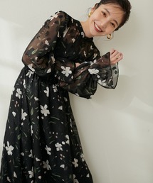 natural couture（ナチュラルクチュール）の「フラワージャガードプチハイパイピングワンピース（ワンピース・レディース）」