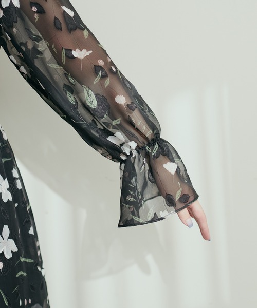 natural couture（ナチュラルクチュール）の「フラワージャガードプチハイパイピングワンピース（ワンピース・レディース・ベージュ/ブラック/オフホワイト・FREE）」の14枚目の写真