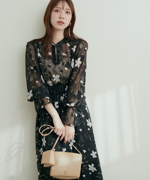 natural couture（ナチュラルクチュール）の「フラワージャガードプチハイパイピングワンピース（ワンピース・レディース・ベージュ/ブラック/オフホワイト・FREE）」の19枚目の写真