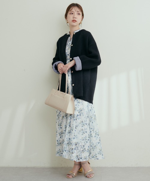 natural couture（ナチュラルクチュール）の「フラワージャガードプチハイパイピングワンピース（ワンピース・レディース・ベージュ/ブラック/オフホワイト・FREE）」の20枚目の写真