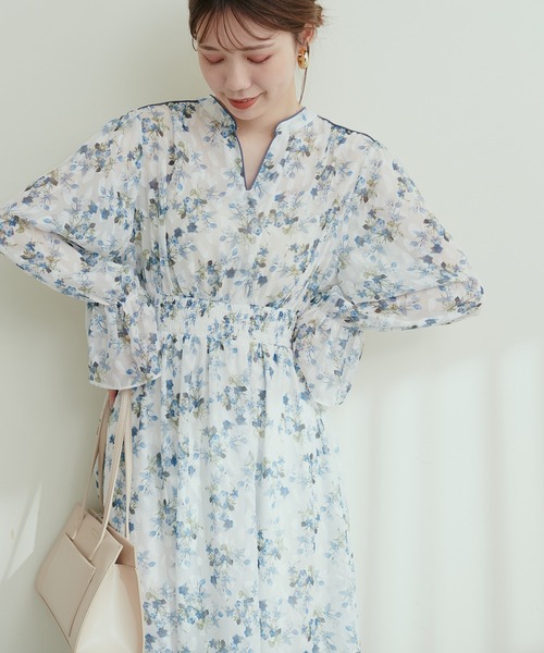 willfully｜フラワージャガードバイカラーパイピングワンピース natural couture（ナチュラルクチュール）の「フラワー