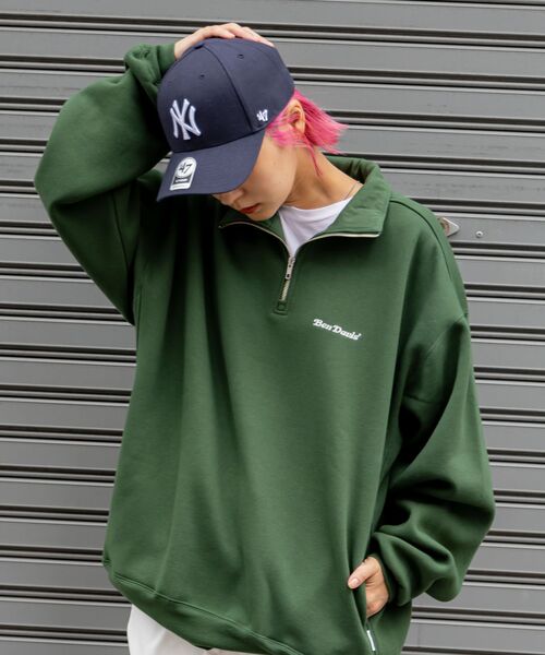 BEN DAVIS（ベンデイビス）の「【BEN DAVIS(ベンデイビス)】 HEAVY SWEAT HALF ZIP / ビッグ ハーフジップ スウェット 配色（スウェット・メンズ・その他3/ベージュ/オフホワイト/その他1/チャコール/ネイビー/ブラウン/オレンジ/ダークグリーン/カーキ/その他2/ブラック/ライトグレー・X-LARGE/MEDIUM/LARGE）」の7枚目の写真