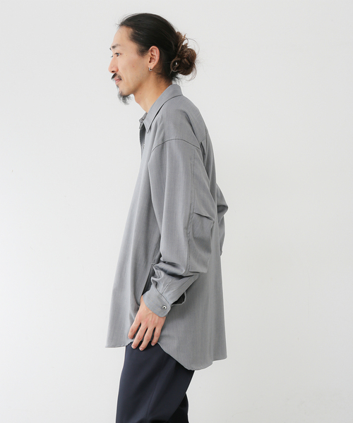 セール】【FOLL / フォル】melange wool daily shirt / メランジウール