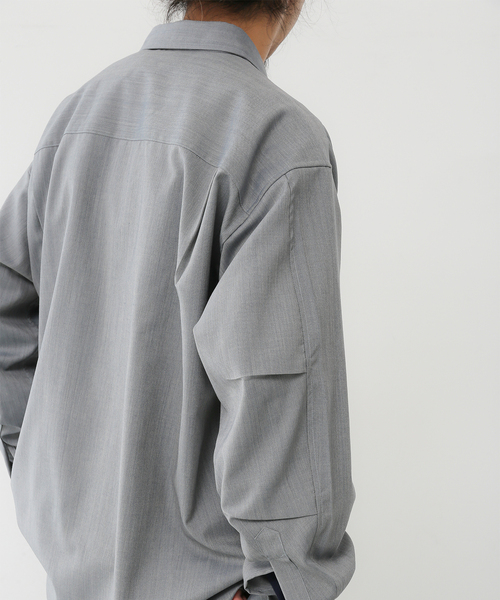 セール】【FOLL / フォル】melange wool daily shirt / メランジウール