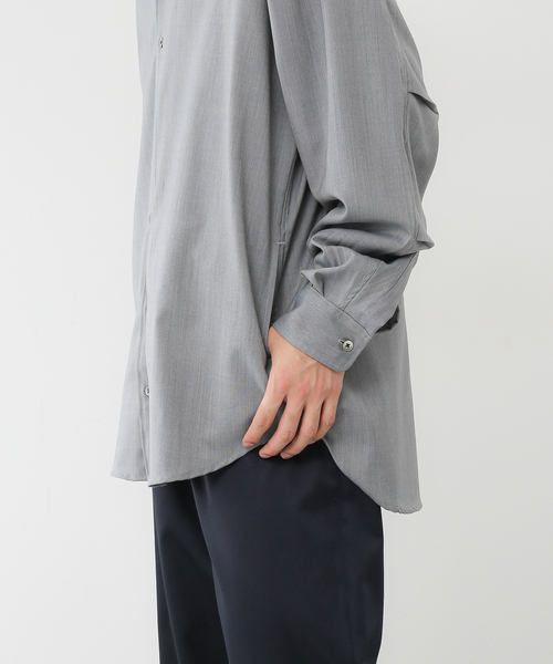 セール】【FOLL / フォル】melange wool daily shirt / メランジウール