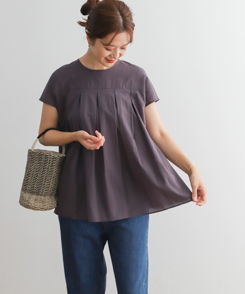 URBAN RESEARCH DOORS(アーバンリサーチドアーズ)の「フレンチスリーブタックブラウス(シャツ/ブラウス・レディース・グリーン/ベージュ/チャコールグレー・MEDIUM)」の18枚目の写真