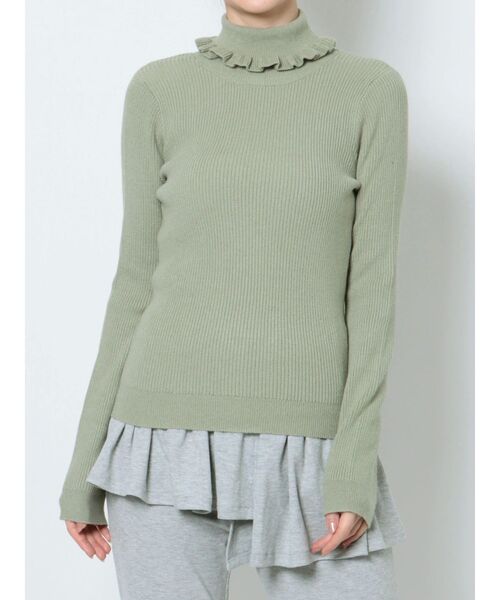 merry jenny（メリージェニー）の「frillリブタートルニット（ニット/セーター・レディース・ラベンダー/グリーン/アイボリー/ブルー/ブラック・FREE）」の3枚目の写真