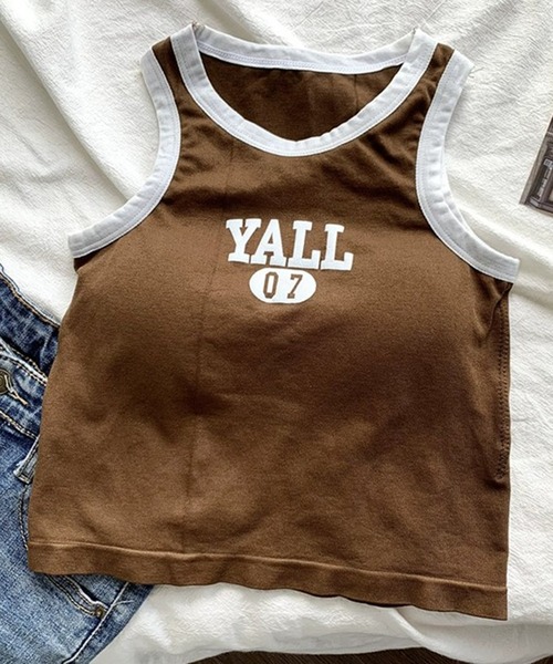 Revo.（レボ）の「【パット付き】YALL ロゴ アメリカンスリーブ タンクトップ アメスリ ブラトップ（タンクトップ・レディース・ホワイト/ブラウン/ライトイエロー/ブラック・FREE）」の22枚目の写真