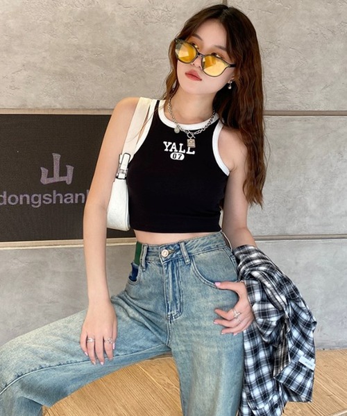 Revo.（レボ）の「【パット付き】YALL ロゴ アメリカンスリーブ タンクトップ アメスリ ブラトップ（タンクトップ・レディース・ホワイト/ブラウン/ライトイエロー/ブラック・FREE）」の11枚目の写真