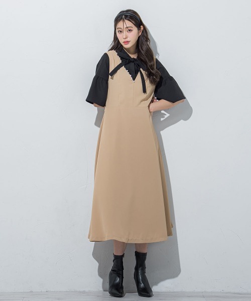 QUEENS COURT（クイーンズコート）の「5分袖リボンブラウス≪手洗い 