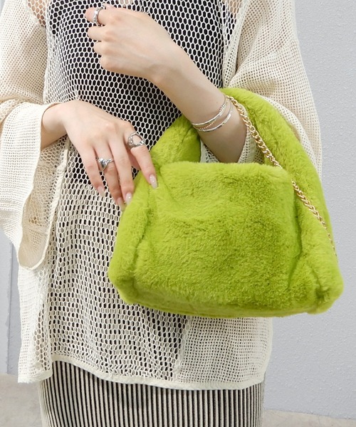 minia（ミニア）の「ワンハンドルファーバッグ ＜ ゴールドチェーン付きマルチWAY ＞（ハンドバッグ・レディース・ライム/アニマル/グレイッシュベージュ/チャコール・FREE）」の4枚目の写真