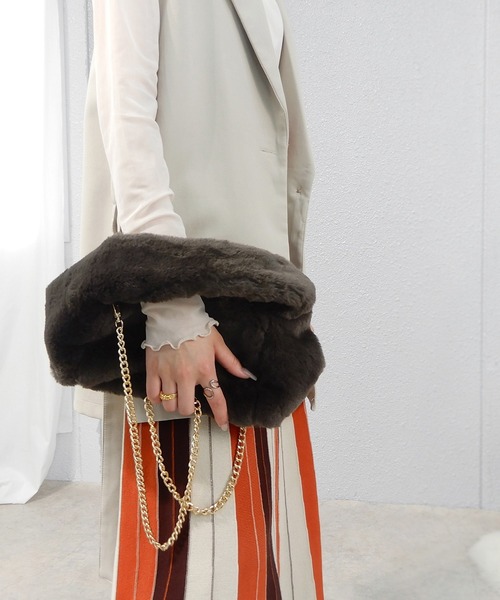 minia（ミニア）の「ワンハンドルファーバッグ ＜ ゴールドチェーン付きマルチWAY ＞（ハンドバッグ・レディース・ライム/アニマル/グレイッシュベージュ/チャコール・FREE）」の9枚目の写真