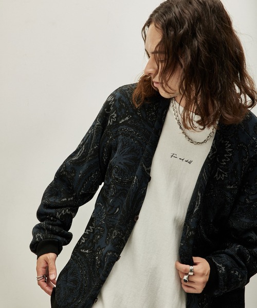 JUNRED（ジュンレッド）の「ジャカードペイズリールーズカーデ（カーディガン/ボレロ・メンズ・ブラック/グリーン/ブルー系その他4・S/M/L）」の6枚目の写真