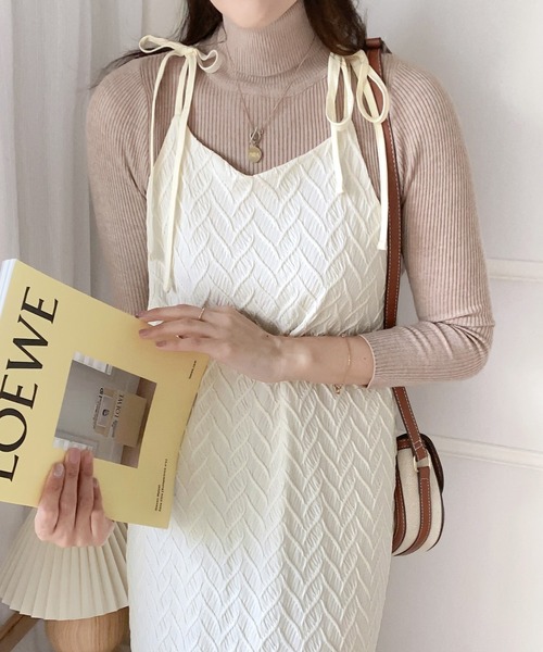 mily bilet(ミウィビレット)の「【mily bilet】大人リラックス。カットジャガードリーフ肩リボンキャミワンピース(ワンピース・レディース・アイボリー/ブラック・X-LARGE/LARGE/MEDIUM/SMALL)」の20枚目の写真