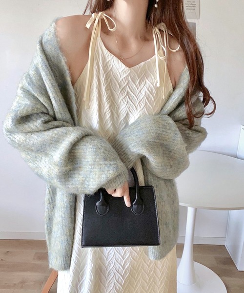 mily bilet(ミウィビレット)の「【mily bilet】大人リラックス。カットジャガードリーフ肩リボンキャミワンピース(ワンピース・レディース・アイボリー/ブラック・X-LARGE/LARGE/MEDIUM/SMALL)」の19枚目の写真