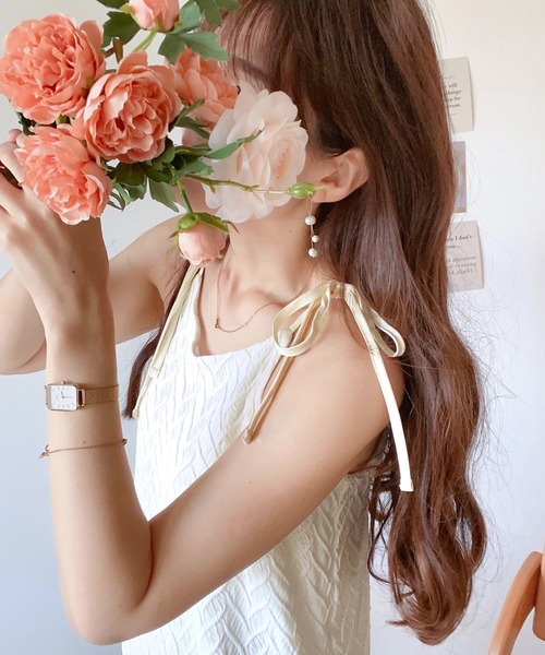 mily bilet(ミウィビレット)の「【mily bilet】大人リラックス。カットジャガードリーフ肩リボンキャミワンピース(ワンピース・レディース・アイボリー/ブラック・X-LARGE/LARGE/MEDIUM/SMALL)」の18枚目の写真