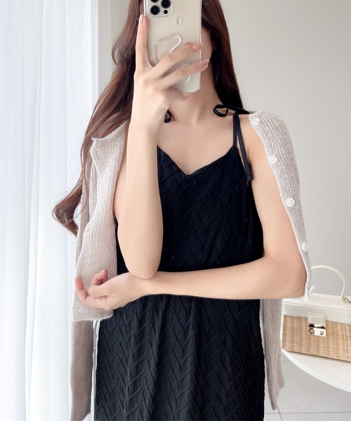 mily bilet(ミウィビレット)の「【mily bilet】大人リラックス。カットジャガードリーフ肩リボンキャミワンピース(ワンピース・レディース・アイボリー/ブラック・X-LARGE/LARGE/MEDIUM/SMALL)」の22枚目の写真