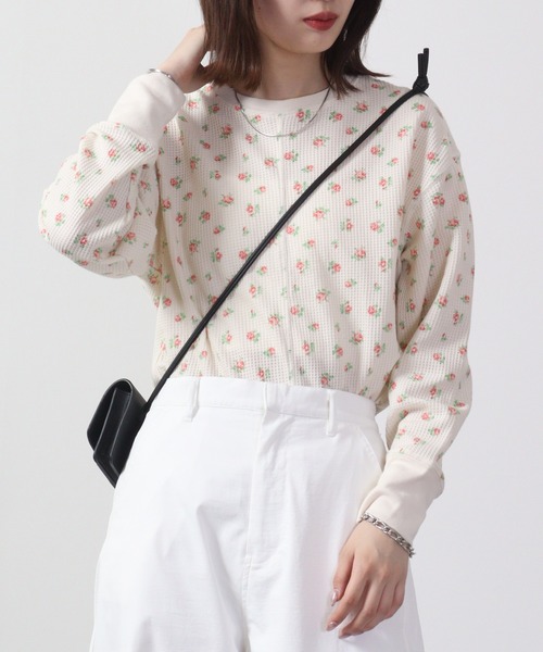 JEMORGAN（ジェーイーモーガン）の「JEMORGAN ワッフル花柄切替ロンT（パック入り）（Tシャツ/カットソー・レディース・ピンク/サックスブルー/ラベンダー・F）」の9枚目の写真