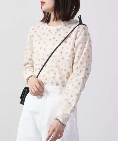 JEMORGAN（ジェーイーモーガン）の「JEMORGAN ワッフル花柄切替ロンT（パック入り）（Tシャツ/カットソー・レディース・ピンク/サックスブルー/ラベンダー・F）」の10枚目の写真