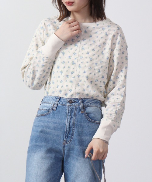 JEMORGAN（ジェーイーモーガン）の「JEMORGAN ワッフル花柄切替ロンT（パック入り）（Tシャツ/カットソー・レディース・ピンク/サックスブルー/ラベンダー・F）」の5枚目の写真