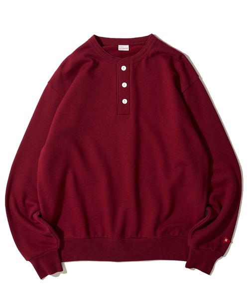 Healthknit】Classic Sweat Henley L/S / ヘンリーネック スウェット