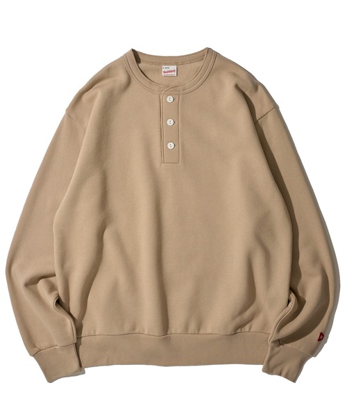 Healthknit（ヘルスニット）の「【Healthknit】Classic Sweat Henley L/S / ヘンリーネック スウェット（スウェット・メンズ・チャコールグレー/グリーン/ブルー/レッド/グレー/ブラック/マスタード/マルーン/ネイビー/サンドベージュ・MEDIUM/X-LARGE/LARGE）」の22枚目の写真