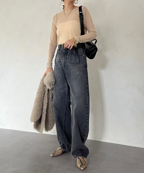 DouDou(ドゥドゥ)の「【WEB限定】 メロークルーネックプルオーバー(Tシャツ/カットソー・レディース・ベージュ/ブラック/オフホワイト・FREE)」の20枚目の写真