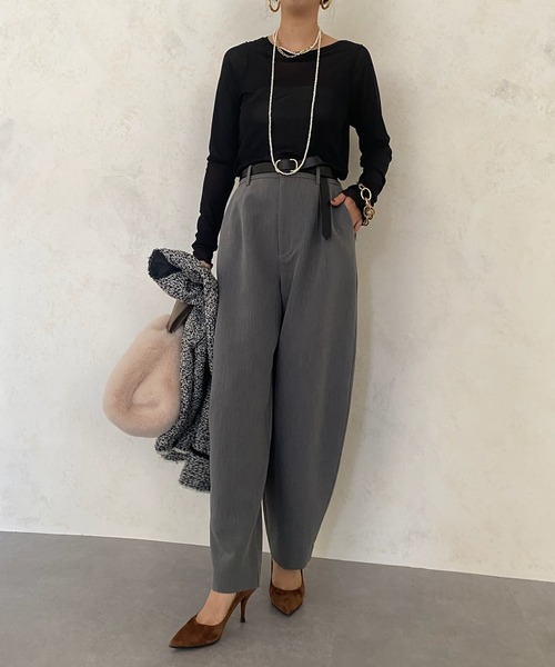 DouDou(ドゥドゥ)の「【WEB限定】 メロークルーネックプルオーバー(Tシャツ/カットソー・レディース・ベージュ/ブラック/オフホワイト・FREE)」の12枚目の写真