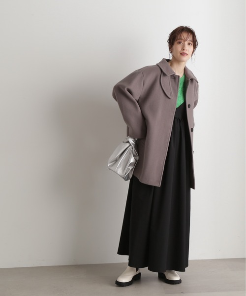 N.（N. Natural Beauty Basic）（エヌエヌナチュラルビューティーベーシック）の「【S Size Line】◆ビーバーメルトンステンカラーミディコート（ステンカラーコート・レディース・ブラック/アイボリー/グレー・SMALL/MEDIUM）」の13枚目の写真