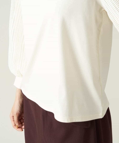 a.v.v（アーヴェヴェ）の「レーススリーブトップス（Tシャツ/カットソー・レディース・パープル/ブラック/ブラウン/アイボリー・36/40/34/38/42）」の8枚目の写真