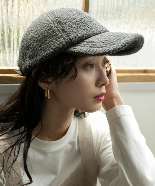 coen（コーエン）の「ボアキャップ（キャップ・レディース・ナチュラル/ダークグレー・FREE）」の2枚目の写真