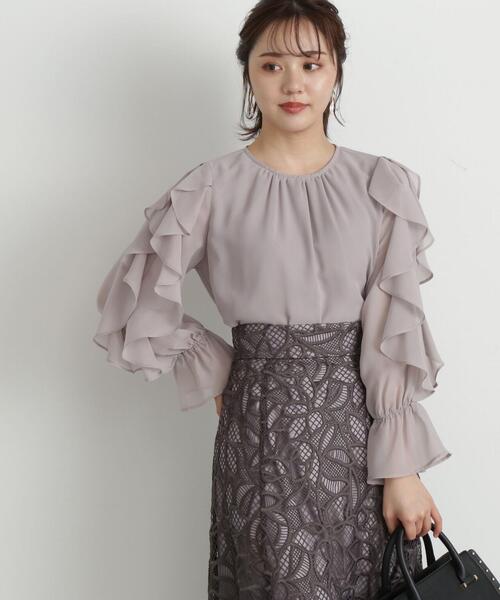 PROPORTION BODY DRESSING（プロポーションボディドレッシング）の「ラッフルシアーブラウス / 1213210905（シャツ/ブラウス・レディース・ブルー/グレー/ホワイト系その他・MEDIUM/SMALL）」の4枚目の写真