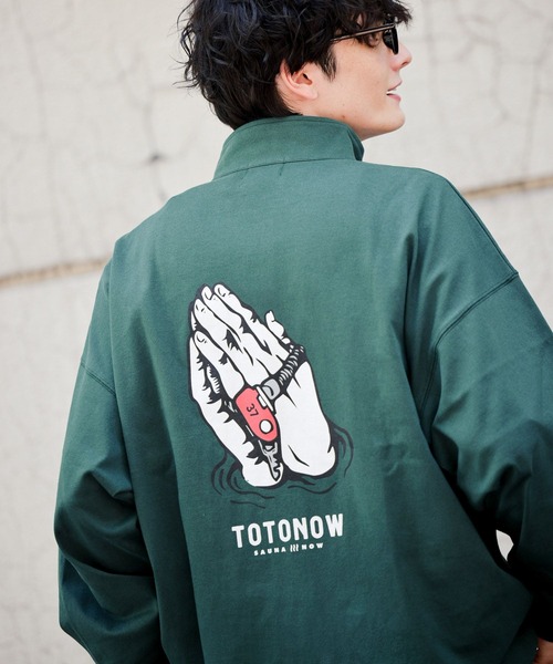 RAGEBLUE(レイジブルー)の「【TOTONOW/トトナウ】コラボハーフジップTシャツ(Tシャツ/カットソー・メンズ・ネイビー/ダークグリーン/ブラック/ホワイト・MEDIUM/LARGE)」の3枚目の写真