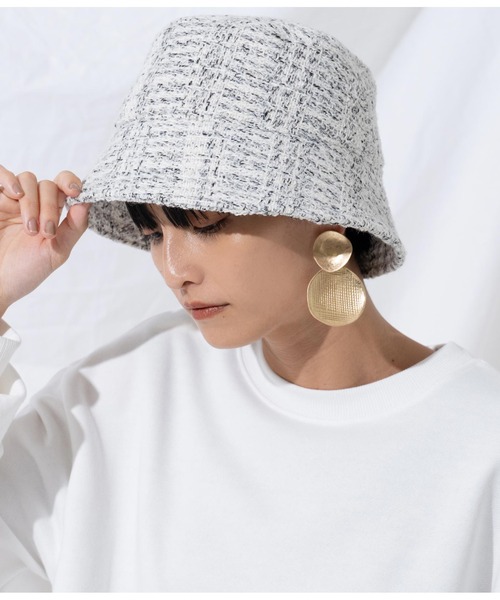 Settimissimo（セッティミッシモ）の「ツイードバケットハット（ハット・レディース・オフホワイト/ブラック・FREE）」の2枚目の写真
