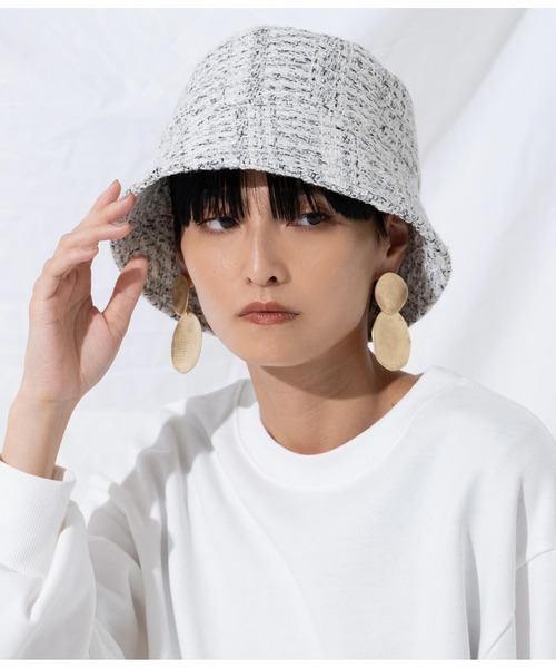 Settimissimo（セッティミッシモ）の「ツイードバケットハット（ハット・レディース・オフホワイト/ブラック・FREE）」の4枚目の写真