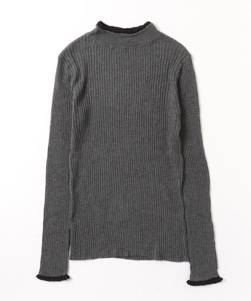 vent blanc(ヴァンブラン)の「vent blanc ヴァンブラン コットンリブレース付プルオーバー(ニット/セーター・レディース・ブラック/ブラック系その他/オフホワイト/キナリ/チャコールグレー・FREE)」の7枚目の写真