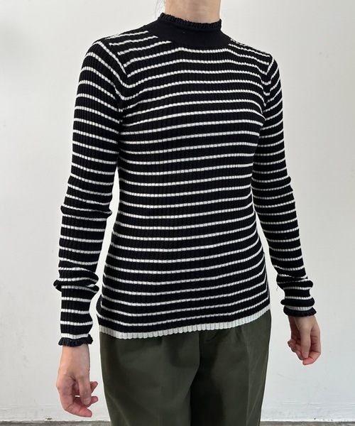 vent blanc(ヴァンブラン)の「vent blanc ヴァンブラン コットンリブレース付プルオーバー(ニット/セーター・レディース・ブラック/ブラック系その他/オフホワイト/キナリ/チャコールグレー・FREE)」の22枚目の写真