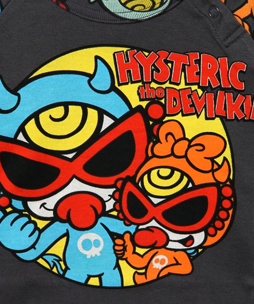 HYSTERIC MINI（ヒステリックミニ）の「BABY HYSTERIC DEVILKIN JOINING PINKY ラグランTシャツ（Tシャツ/カットソー・キッズ・ホワイト/ブラック/イエロー・80/90）」の8枚目の写真