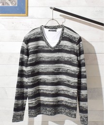 Bling Leads（ブリングリーズ）の「★Bling Leads★ ボーダーニット＆ ロングTシャツ　アンサンブルセット（アンサンブル）」