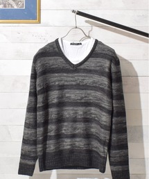 Bling Leads（ブリングリーズ）の「★Bling Leads★ ボーダーニット＆ ロングTシャツ　アンサンブルセット（アンサンブル）」