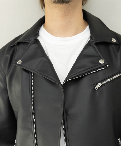 STYLEBLOCK（スタイルブロック）の「PUレザーダブルライダース（ライダースジャケット・メンズ・ワイン/ブラック/ネイビー/ブルー・LL/M/L）」の13枚目の写真