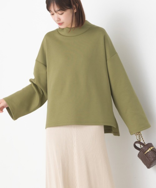 OMNES（オムネス）の「ダンボールニットスタンドカラー長袖プルオーバー（Tシャツ/カットソー・レディース・カーキ/モカ/ブラック/アイボリー・FREE）」の4枚目の写真