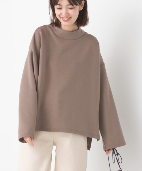 OMNES（オムネス）の「ダンボールニットスタンドカラー長袖プルオーバー（Tシャツ/カットソー・レディース・カーキ/モカ/ブラック/アイボリー・FREE）」の15枚目の写真