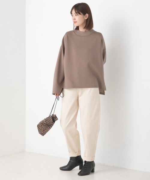 セール】ダンボールニットスタンドカラー長袖プルオーバー（Tシャツ