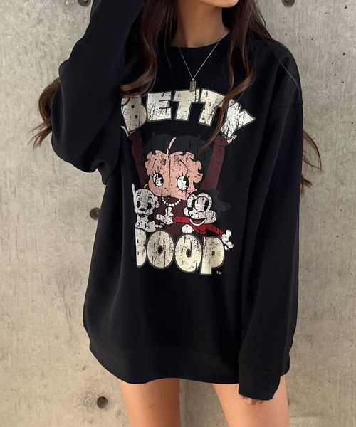 GLAMOROUS JANE(グラマラスジェーン)の「裏起毛BETTY BOOPBハートバックプリントプルオーバー(スウェット・レディース・ブラック/チャコールグレー/アイボリー・FREE)」の15枚目の写真